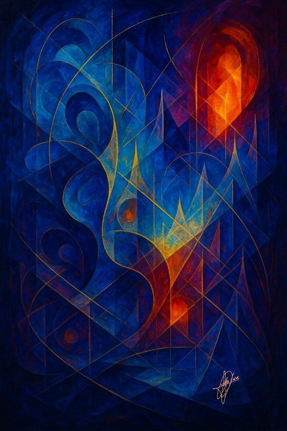 Crescendo de Índigo y Éter - Ref: 21111971 - 90 cm x 120 cm x 4 cm