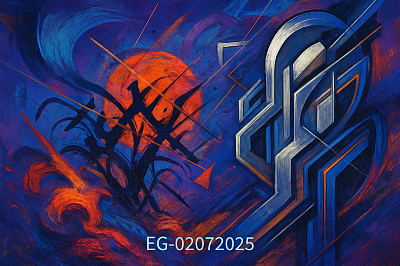 Ecos Geométricos del Alma Digital – Arte Abstracto Futurista en Lienzo - Ref: EG-02072025